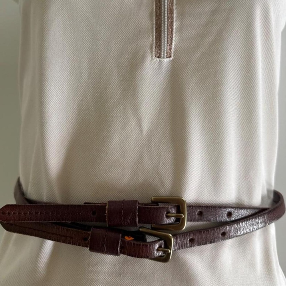 Linea pelle Brown genuine leather belt with gold buckle 28-32"